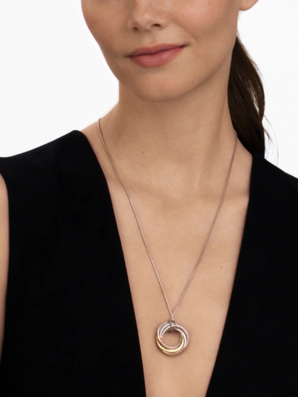 David Yurman Silver Necklace with Interlocking Rings